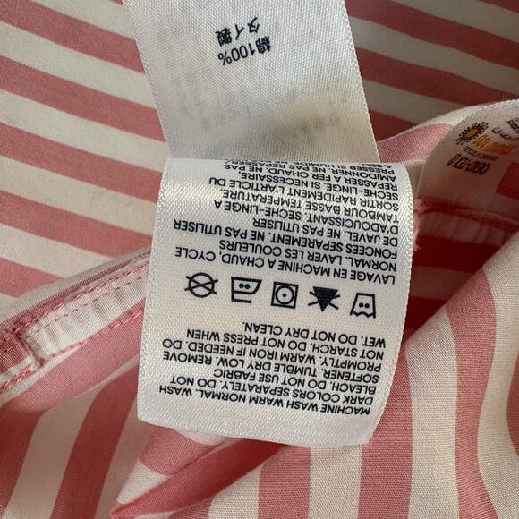 Lands' End Women's Pink & White Striped No Iron 3/4Sleeve Button Up Shirt Sz 18W - Picture 10 of 13